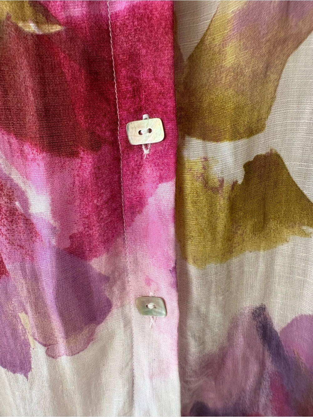 Habitat Pink Purple Floral Button-Down Shirt linen sz s - Picture 5 of 11